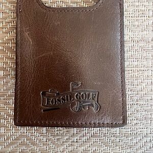 Vintage Fossil Brown Leather Money Clip Card Sleeve